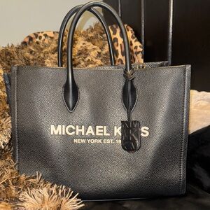 Michael Kors Black Pebbled MIRELLA Leather Tote